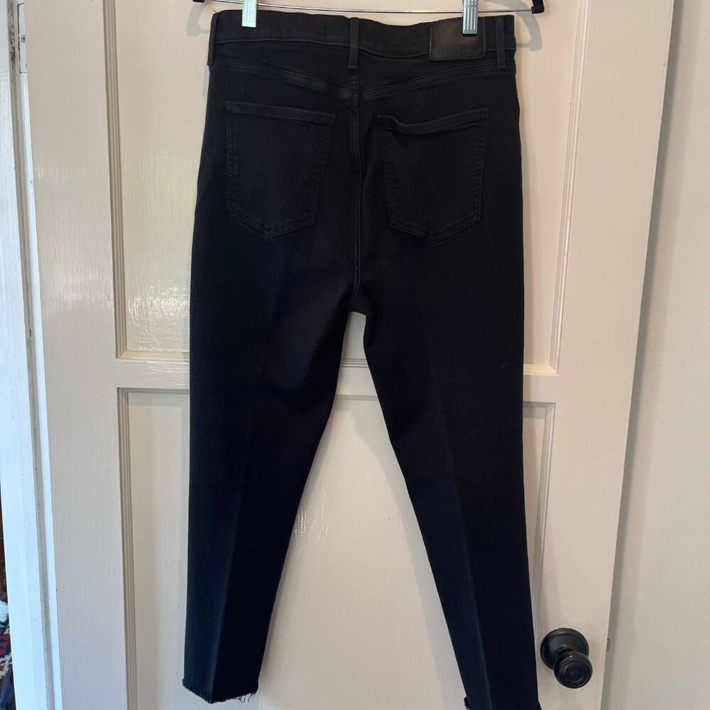 Denim Forum Lola Ultra High Rise Skinny Crop Raw Hem Jean in Black--Size 32 - Picture 3 of 6